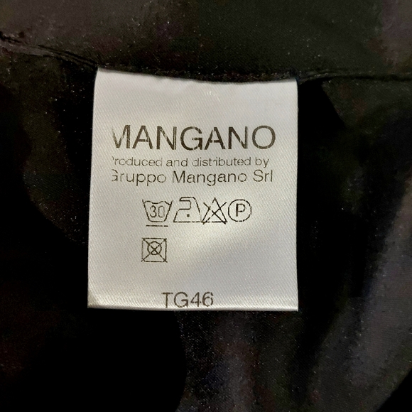 Mangano black hi-lo ruffled hem lined mini skirt w/ side zip, Euro XL/IT46, NWT - Picture 7 of 11